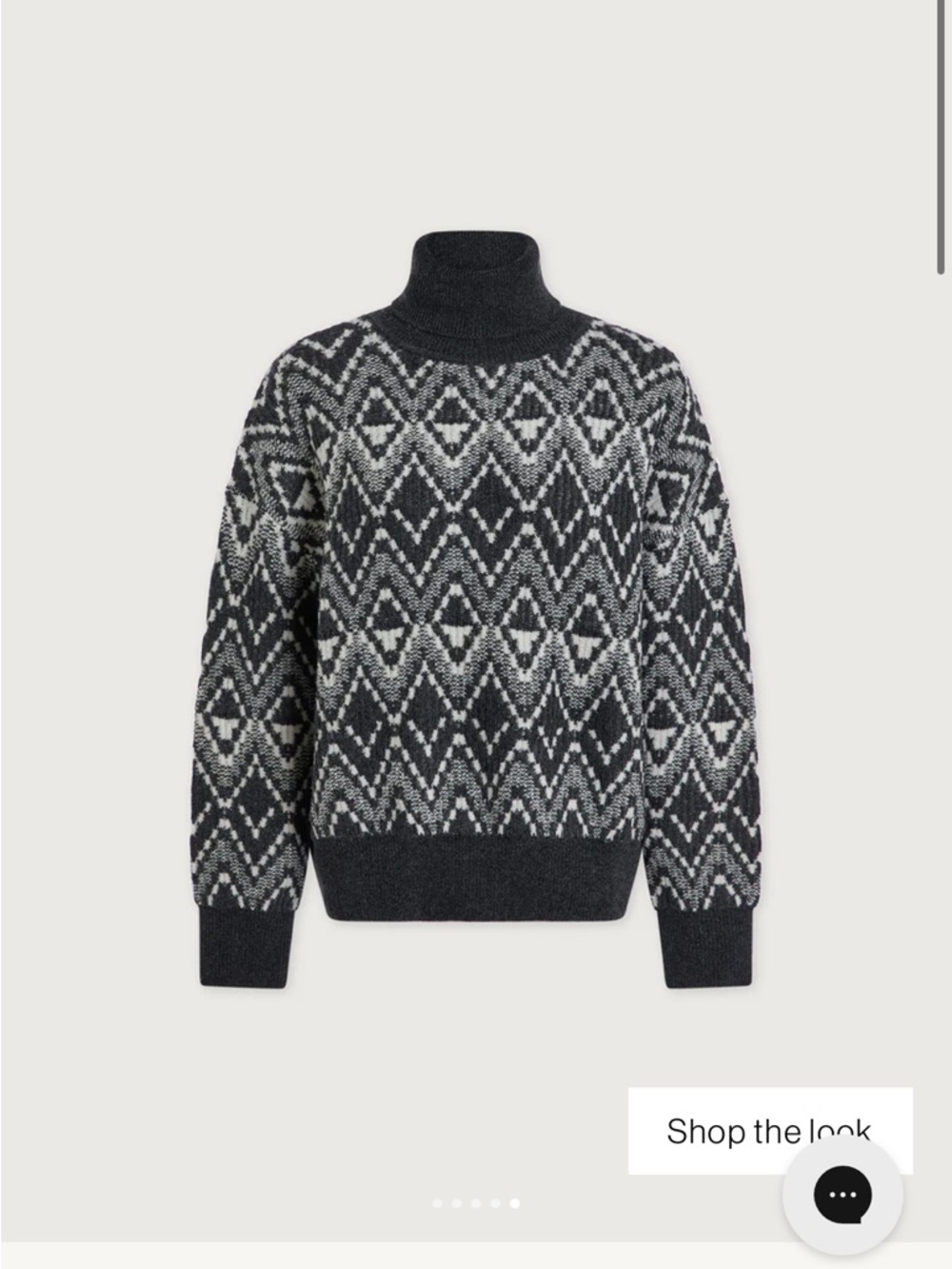 Varley Ida Relaxed Fairisle Rollneck Sweater in Charcoal